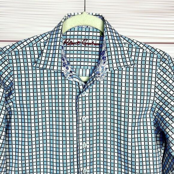 ROBERT GRAHAM Boy’s Button Up Shirt
Cotton Plaid Contrast Floral Cuffs M (10-12) - Picture 5 of 10